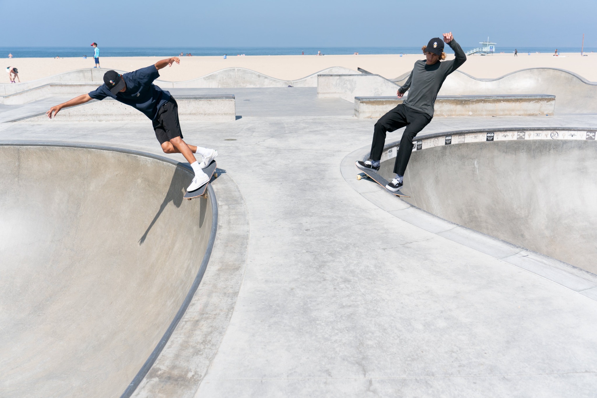 Curren Caples and Louie Lopez skating side by side